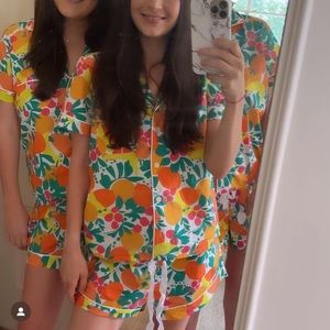 Women’s J Crew citrus fruit short sleeve pajama set top bottoms